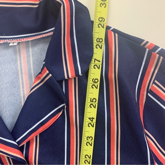 Women’s Long Sleeve London Striped Fitted One-Piece Costume Jumpsuit Size Large - Picture 12 of 16